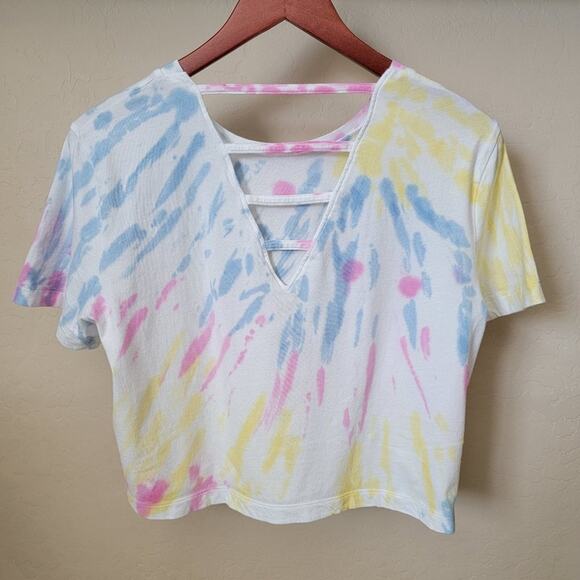 PINK Victoria's Secret Ladder Back Tie Dye Cropped Tee XS - Picture 7 of 13